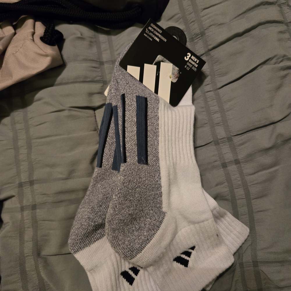adidas Men's White and Gray Athletic Socks